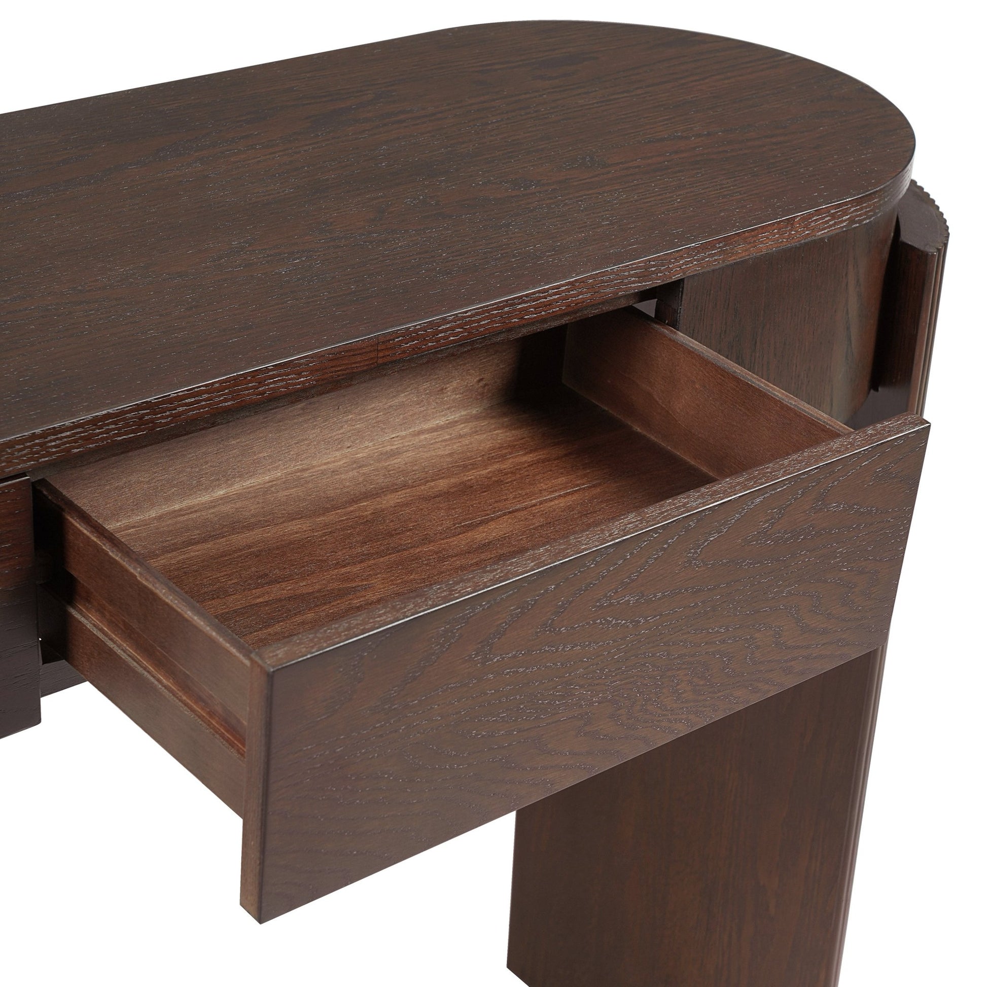 Espresso Entryway Console Table with Drawers | Fluted Sofa Table - 1st Choice Furniture Direct