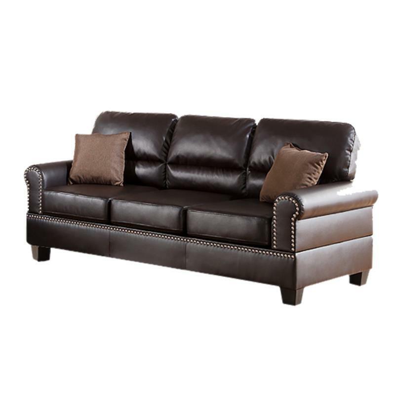 Espresso Faux Leather 2pc Sofa Set Sofa And Loveseat Elegant Plush Contemporary Couch Living Room Furniture - 1st Choice Furniture Direct
