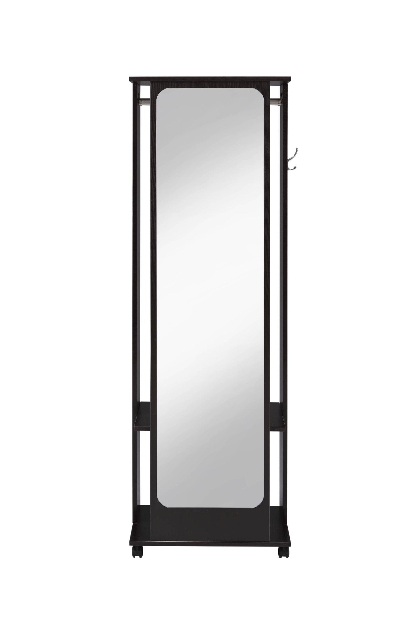 Espresso Hall Tree with Mirror, Hanging Rod and Storage - 1st Choice Furniture Direct