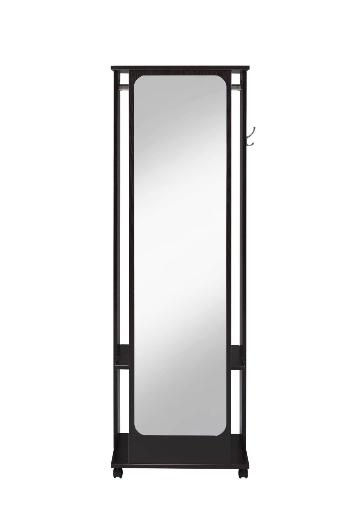 Espresso Hall Tree with Mirror, Hanging Rod and Storage - 1st Choice Furniture Direct