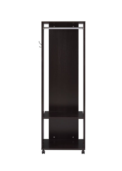 Espresso Hall Tree with Mirror, Hanging Rod and Storage - 1st Choice Furniture Direct