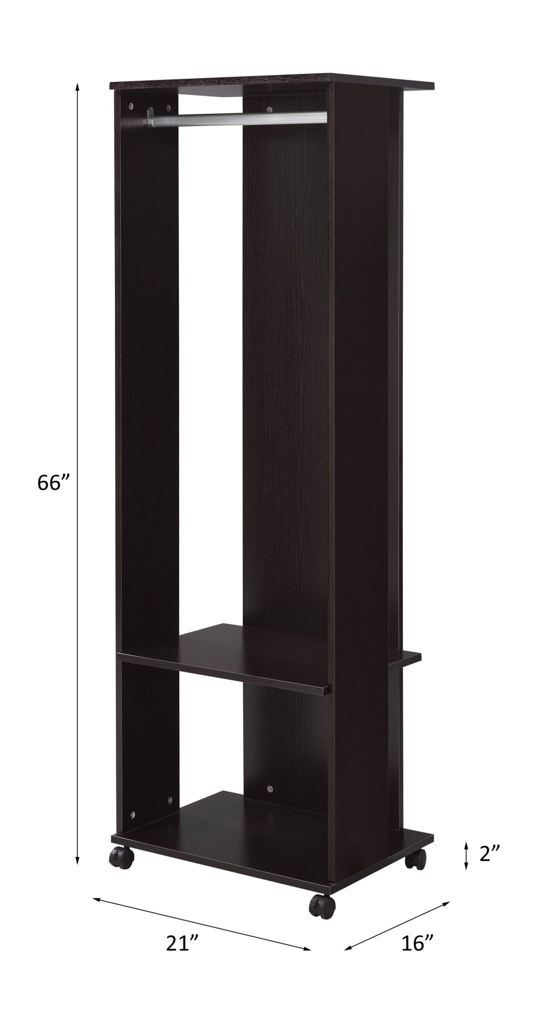 Espresso Hall Tree with Mirror, Hanging Rod and Storage - 1st Choice Furniture Direct