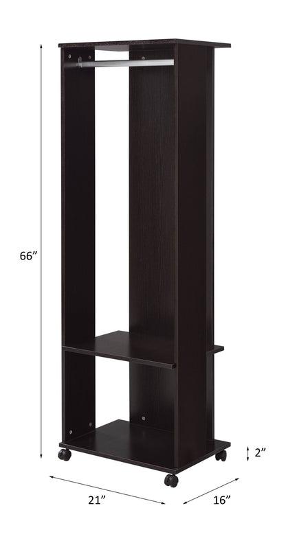 Espresso Hall Tree with Mirror, Hanging Rod and Storage - 1st Choice Furniture Direct