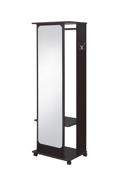 Espresso Hall Tree with Mirror, Hanging Rod and Storage - 1st Choice Furniture Direct