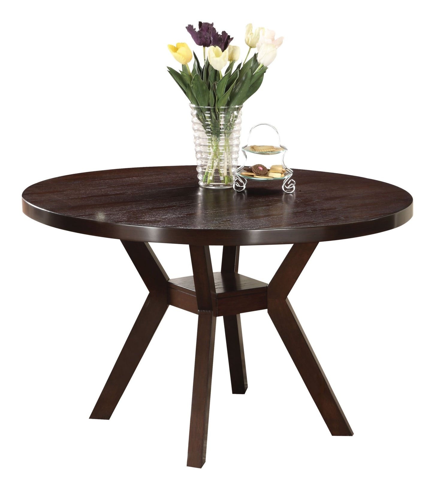 Espresso Round Dining Table with Storage Shelf - 1st Choice Furniture Direct