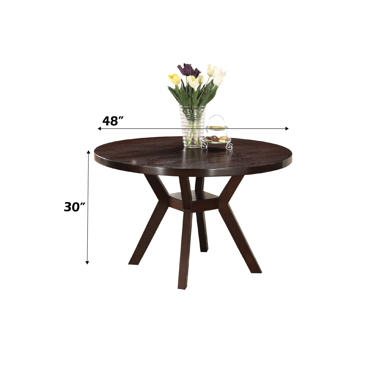 Espresso Round Dining Table with Storage Shelf - 1st Choice Furniture Direct