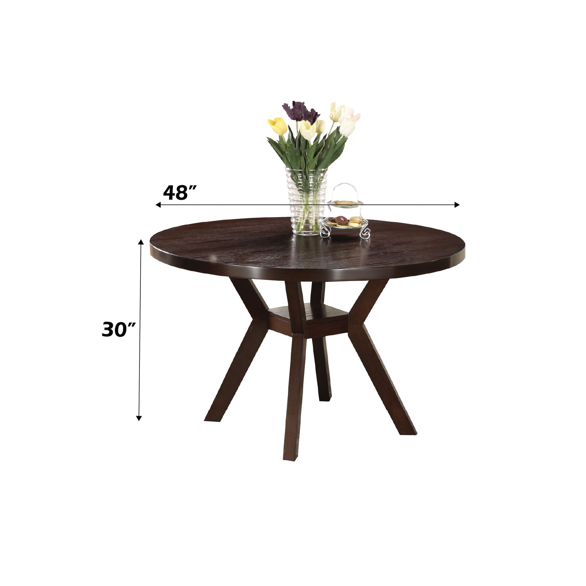 Espresso Round Dining Table with Storage Shelf - 1st Choice Furniture Direct