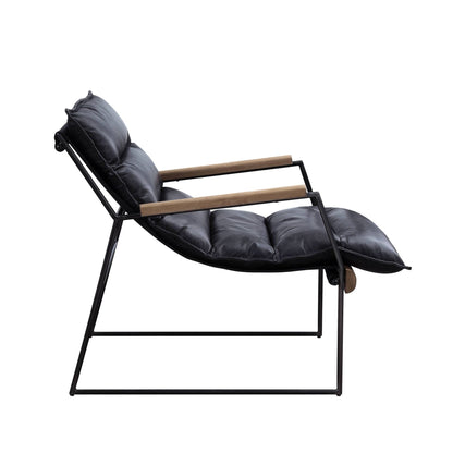 Espresso Top Grain Leather Accent Chair with Metal Frame - 1st Choice Furniture Direct