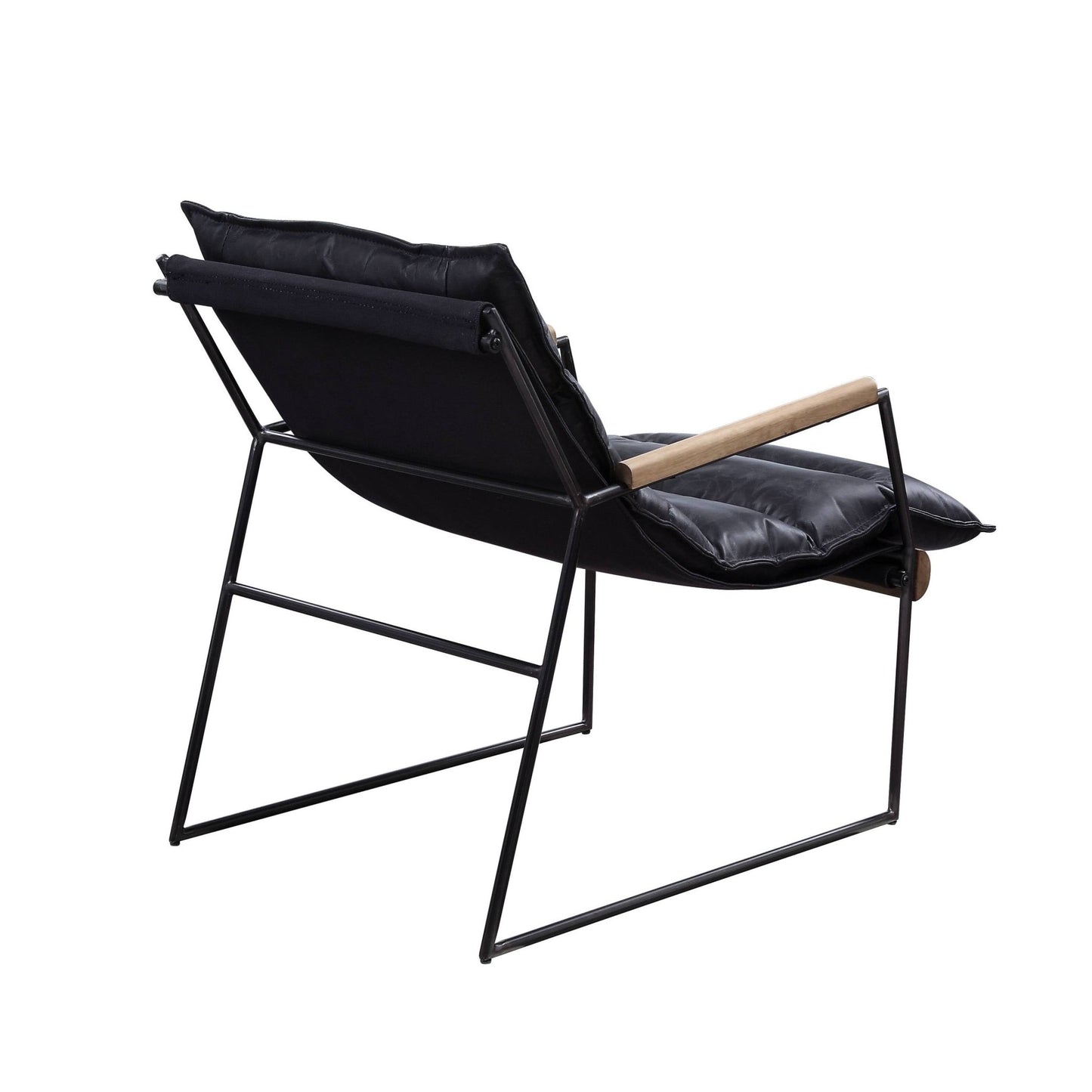 Espresso Top Grain Leather Accent Chair with Metal Frame - 1st Choice Furniture Direct