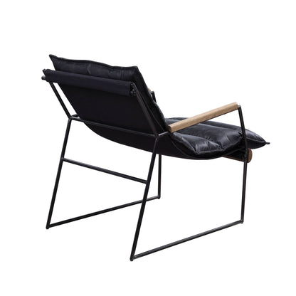 Espresso Top Grain Leather Accent Chair with Metal Frame - 1st Choice Furniture Direct