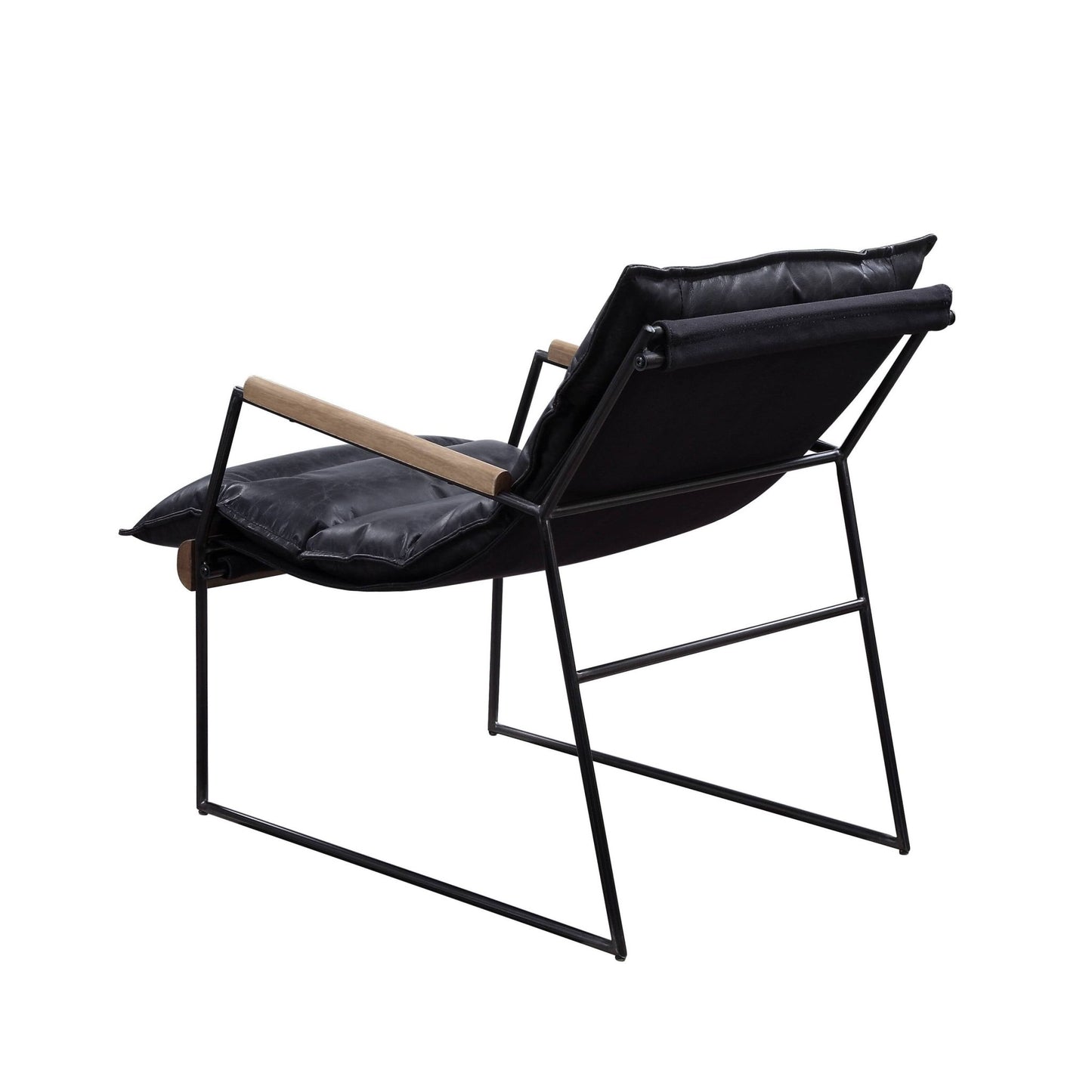 Espresso Top Grain Leather Accent Chair with Metal Frame - 1st Choice Furniture Direct