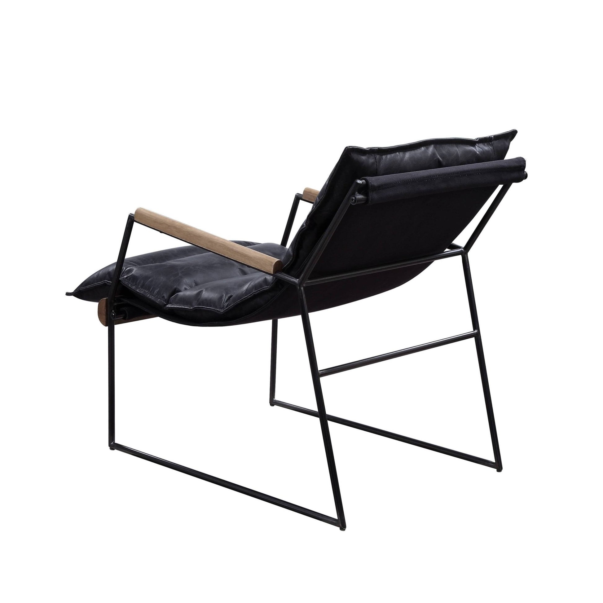 Espresso Top Grain Leather Accent Chair with Metal Frame - 1st Choice Furniture Direct