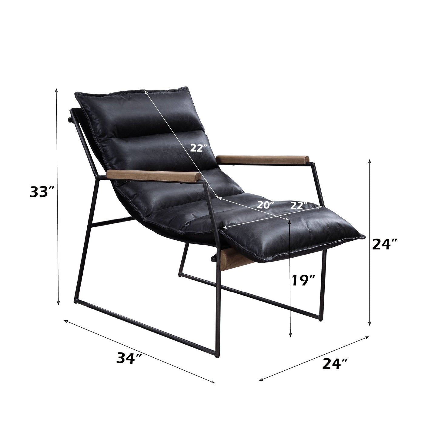 Espresso Top Grain Leather Accent Chair with Metal Frame - 1st Choice Furniture Direct