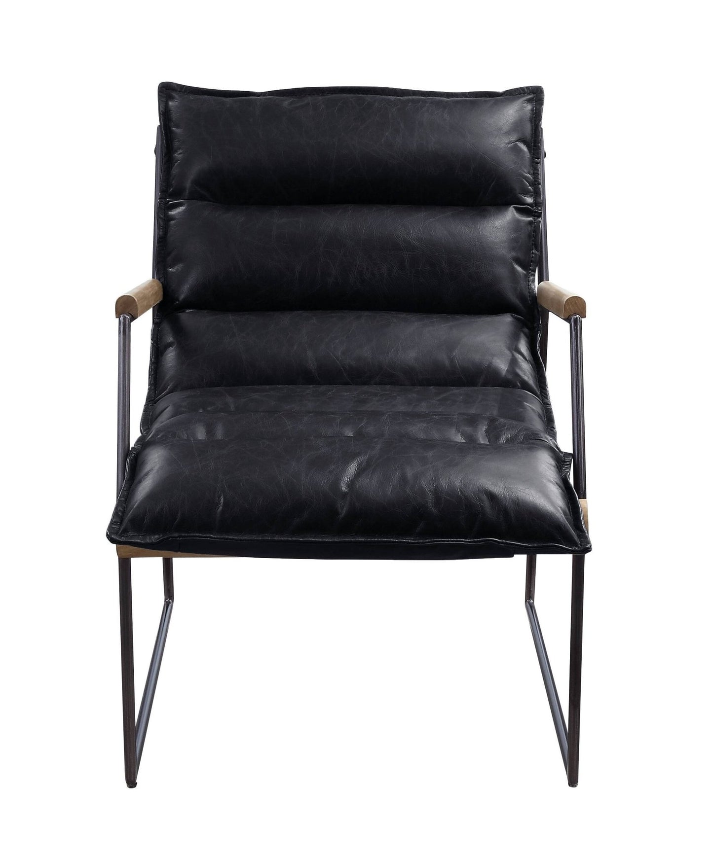 Espresso Top Grain Leather Accent Chair with Metal Frame - 1st Choice Furniture Direct