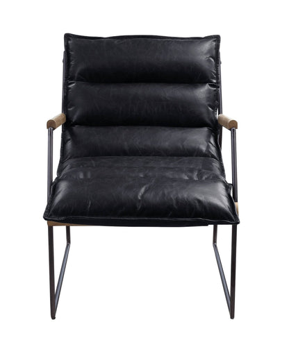 Espresso Top Grain Leather Accent Chair with Metal Frame - 1st Choice Furniture Direct
