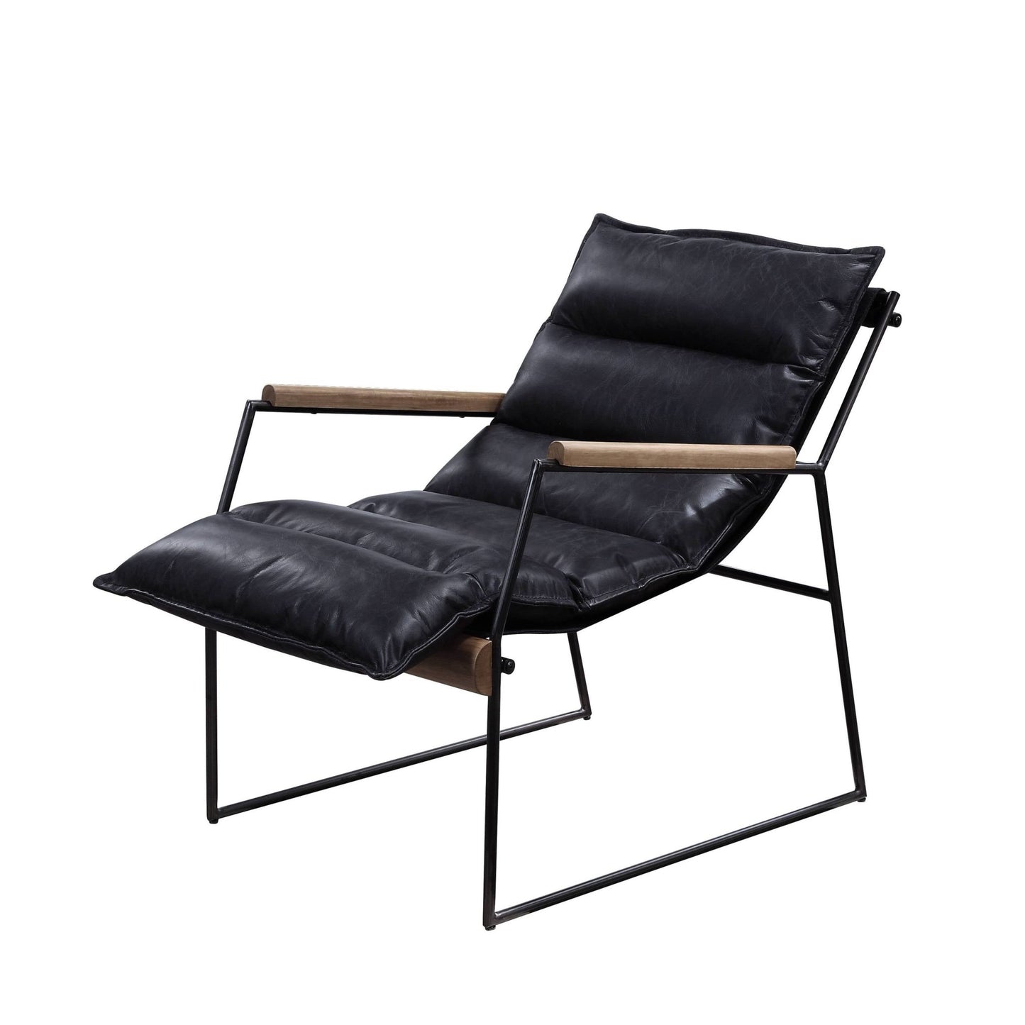 Espresso Top Grain Leather Accent Chair with Metal Frame - 1st Choice Furniture Direct