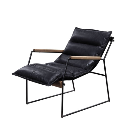 Espresso Top Grain Leather Accent Chair with Metal Frame - 1st Choice Furniture Direct