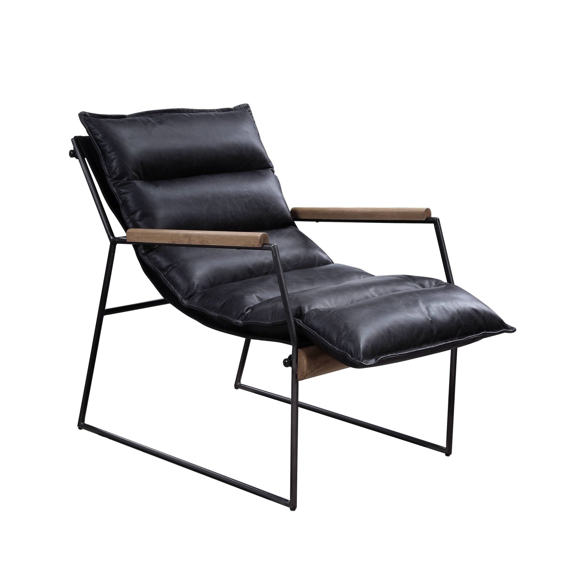 Espresso Top Grain Leather Accent Chair with Metal Frame - 1st Choice Furniture Direct