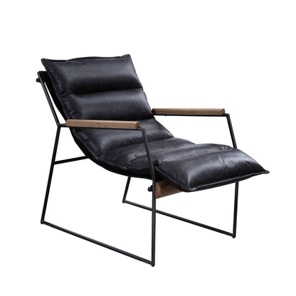 Espresso Top Grain Leather Accent Chair with Metal Frame - 1st Choice Furniture Direct