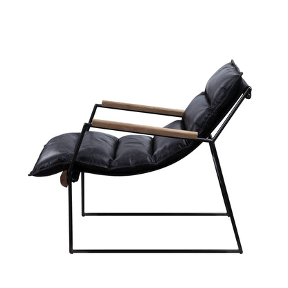 Espresso Top Grain Leather Accent Chair with Metal Frame - 1st Choice Furniture Direct