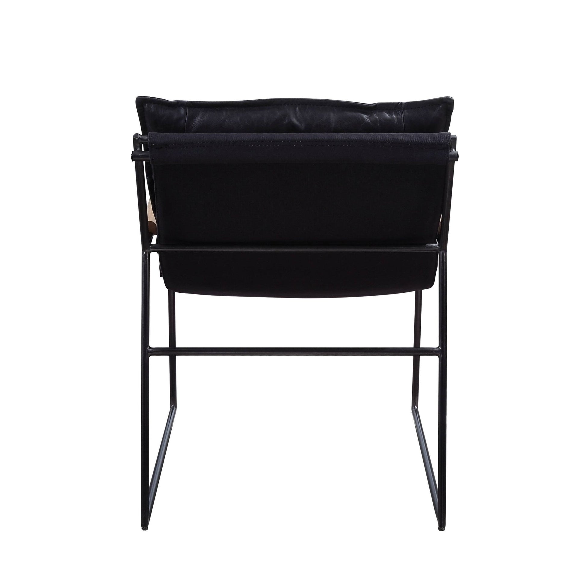 Espresso Top Grain Leather Accent Chair with Metal Frame - 1st Choice Furniture Direct
