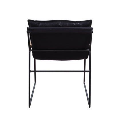 Espresso Top Grain Leather Accent Chair with Metal Frame - 1st Choice Furniture Direct