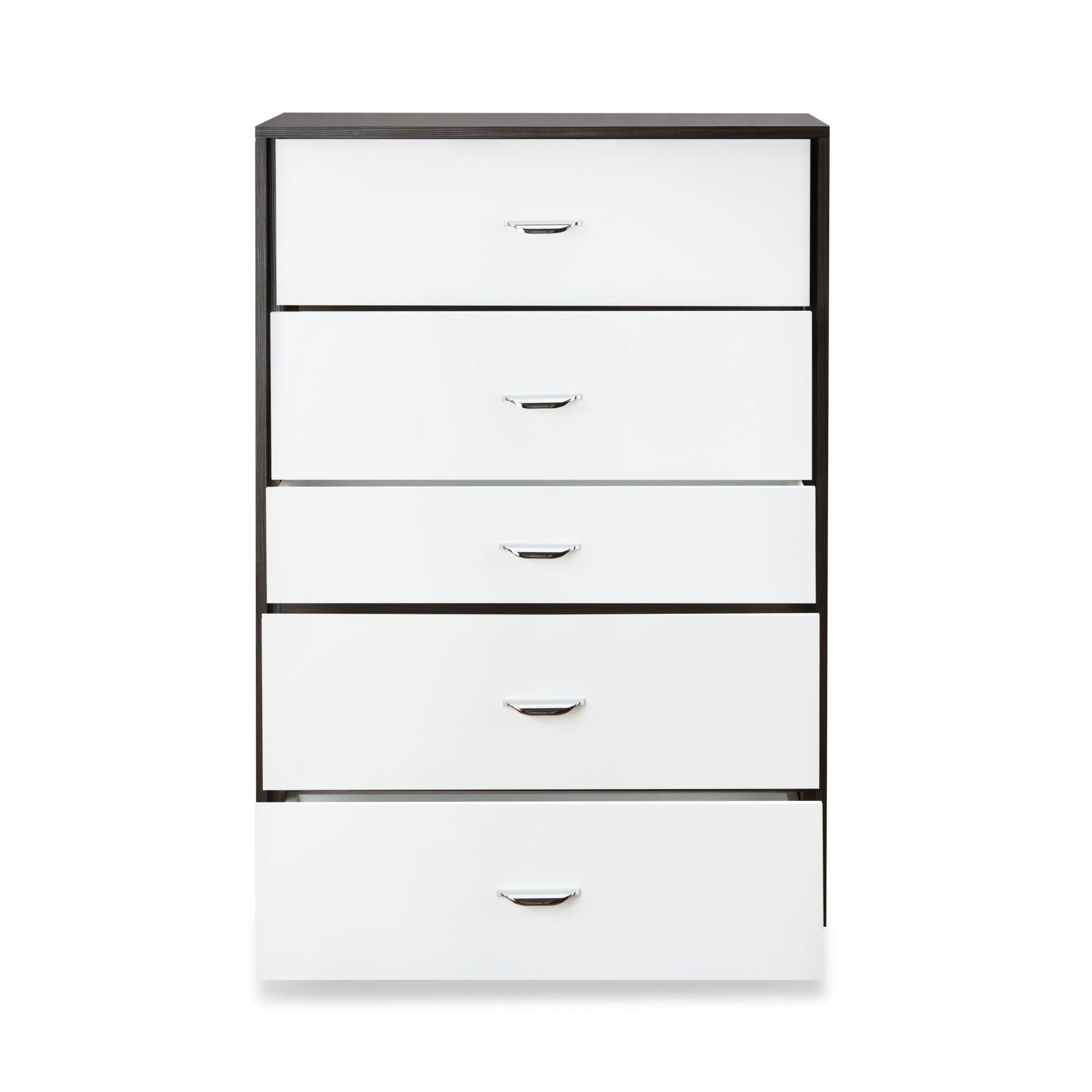 Espresso & White 5-Drawer Chest with Metal Legs - 1st Choice Furniture Direct