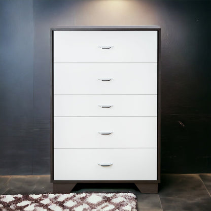 Espresso & White 5-Drawer Chest with Metal Legs - 1st Choice Furniture Direct