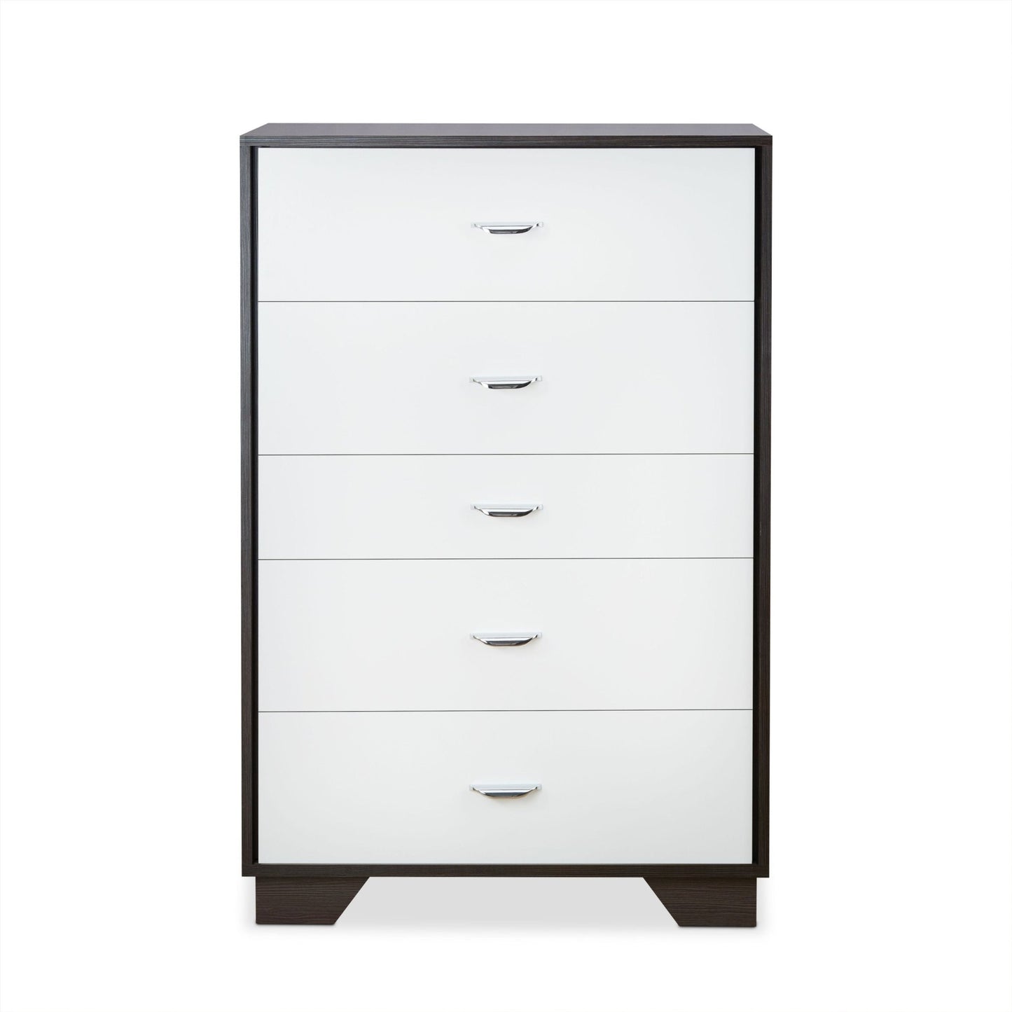 Espresso & White 5-Drawer Chest with Metal Legs - 1st Choice Furniture Direct