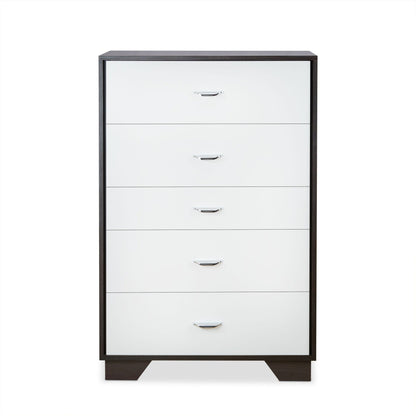 Espresso & White 5-Drawer Chest with Metal Legs - 1st Choice Furniture Direct