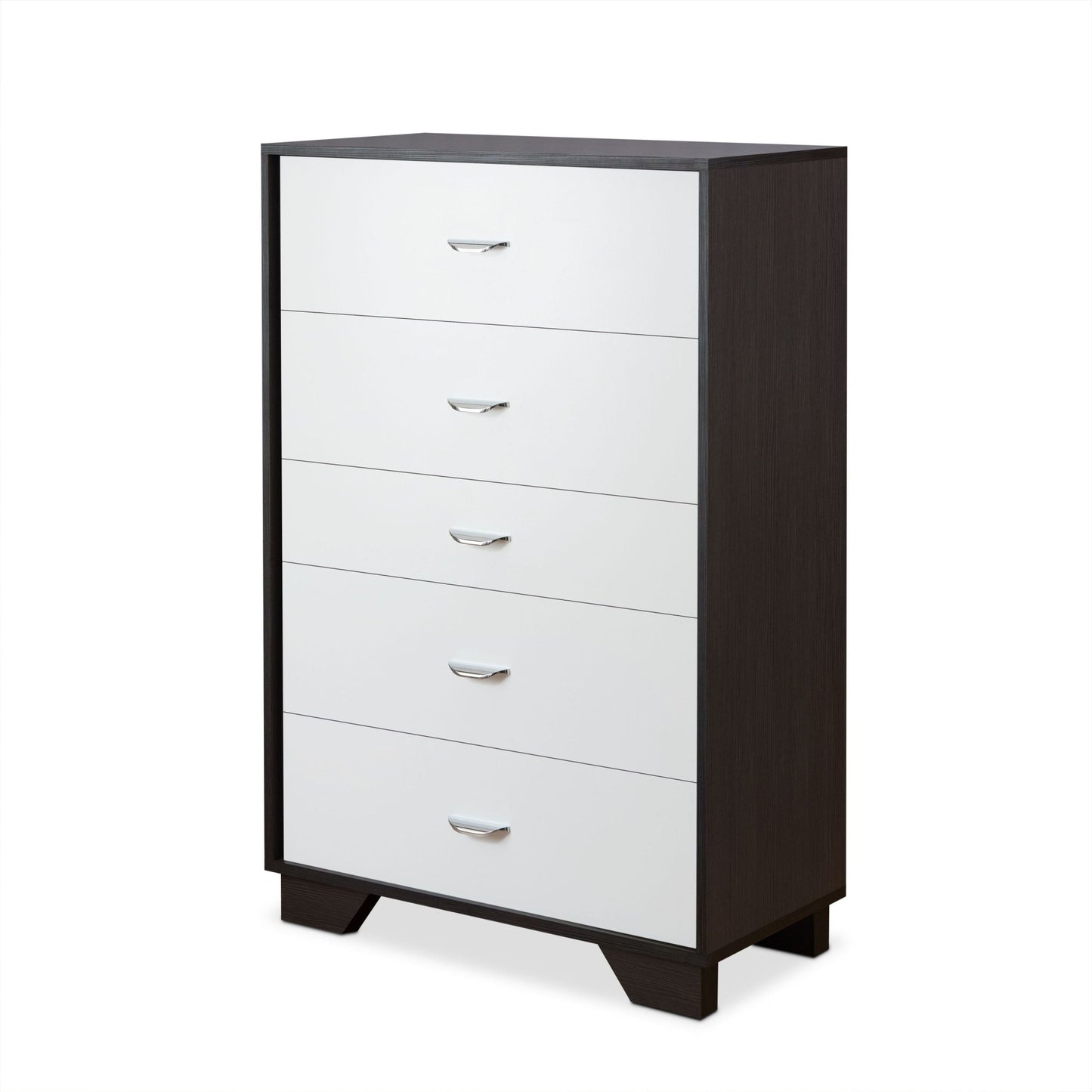 Espresso & White 5-Drawer Chest with Metal Legs - 1st Choice Furniture Direct