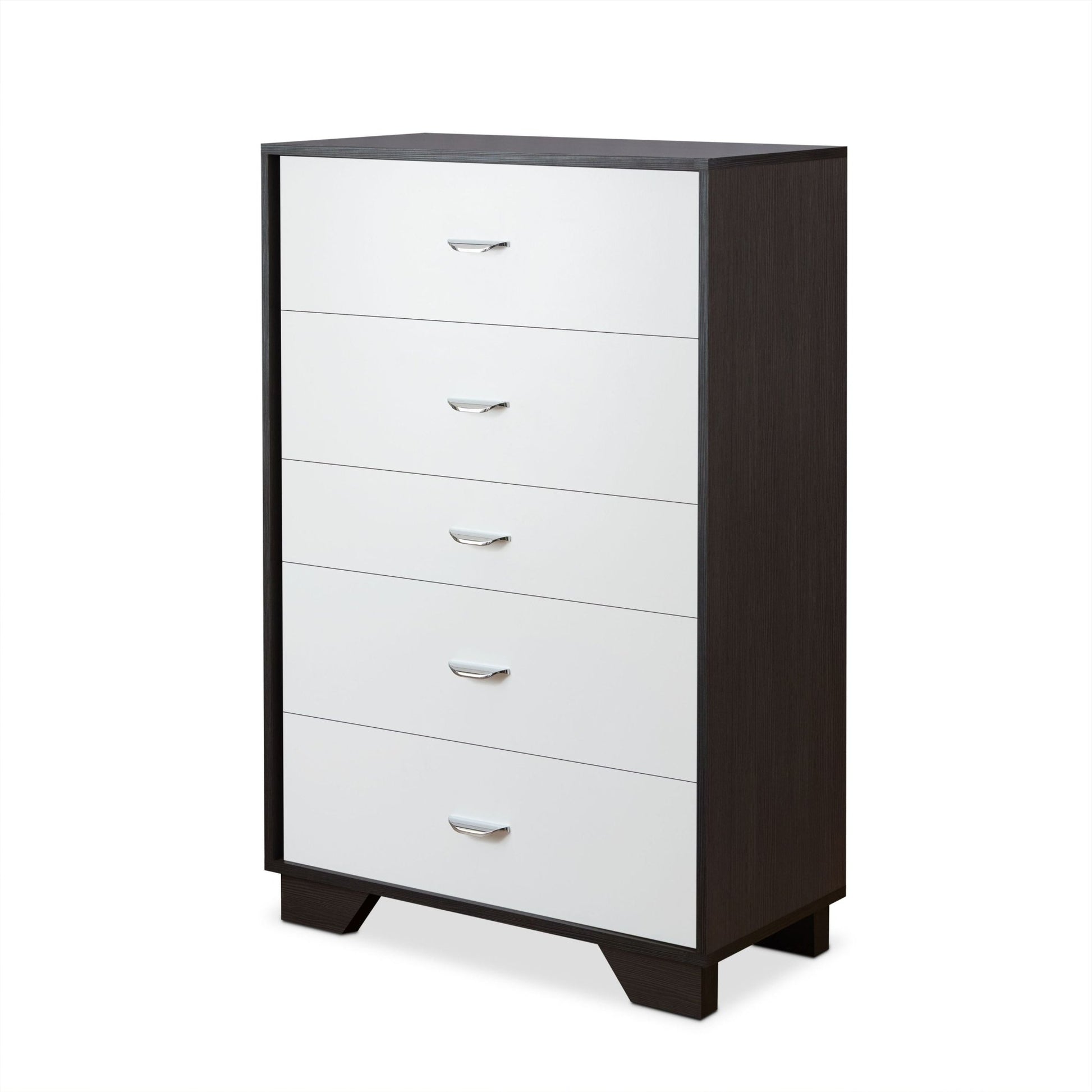 Espresso & White 5-Drawer Chest with Metal Legs - 1st Choice Furniture Direct