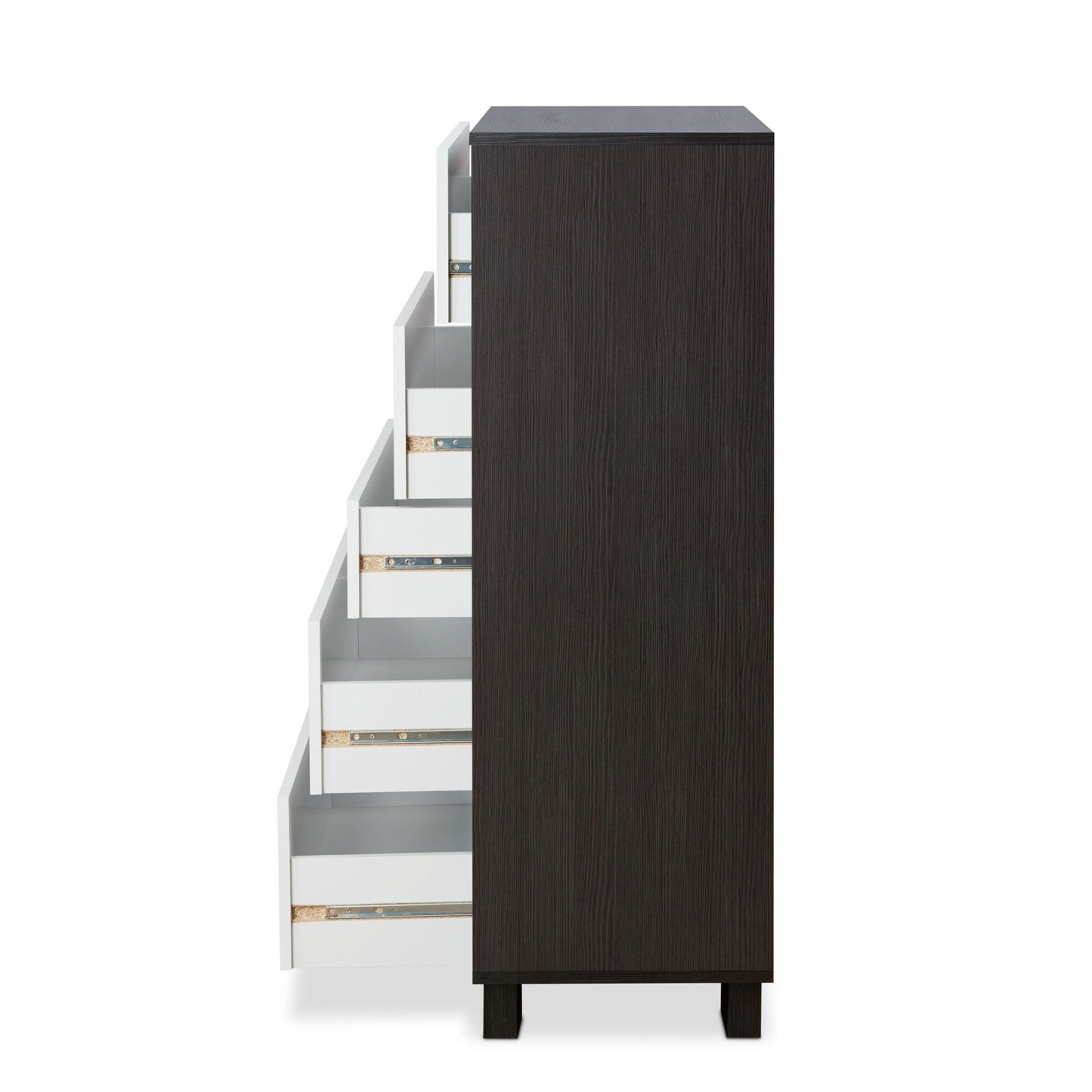 Espresso & White 5-Drawer Chest with Metal Legs - 1st Choice Furniture Direct
