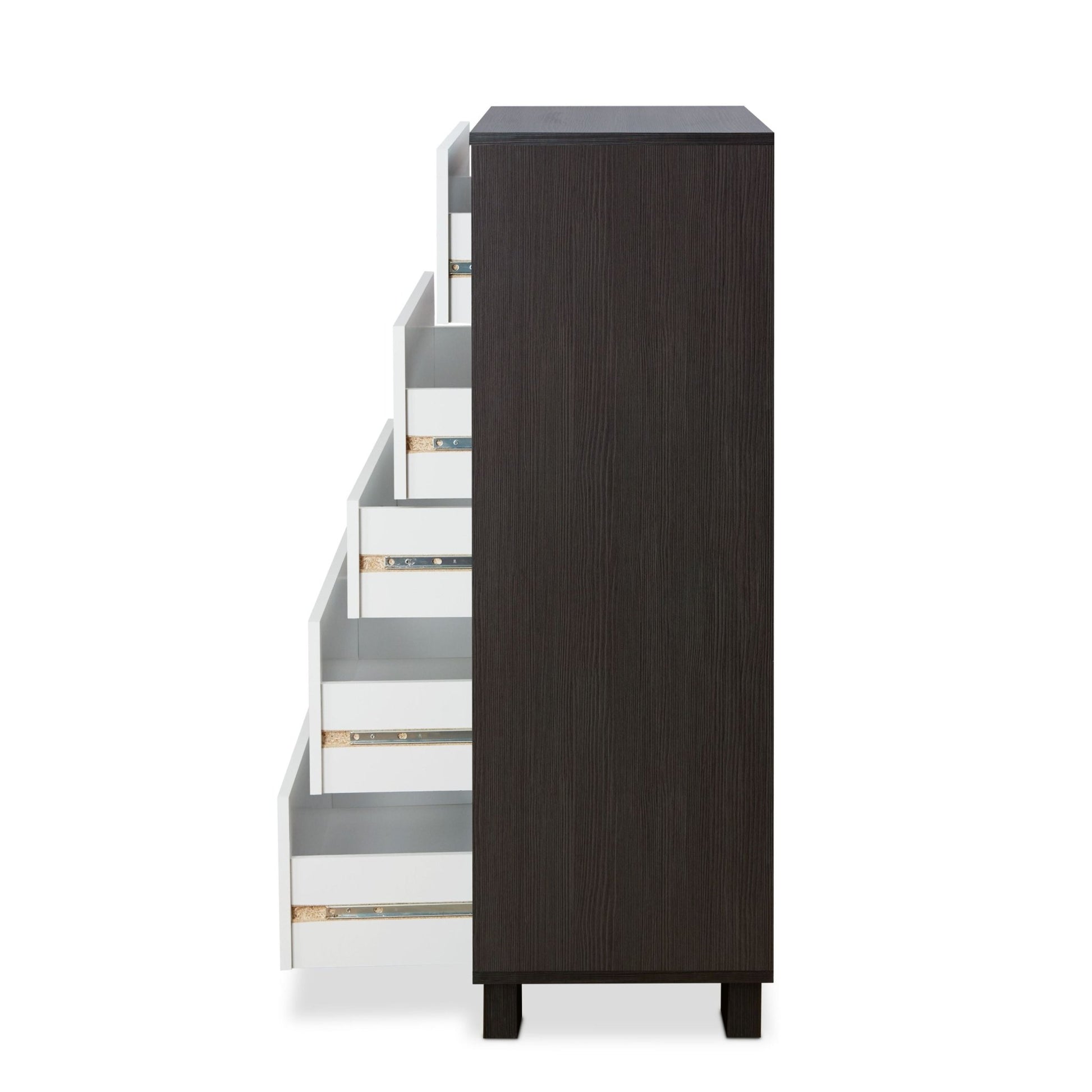 Espresso & White 5-Drawer Chest with Metal Legs - 1st Choice Furniture Direct