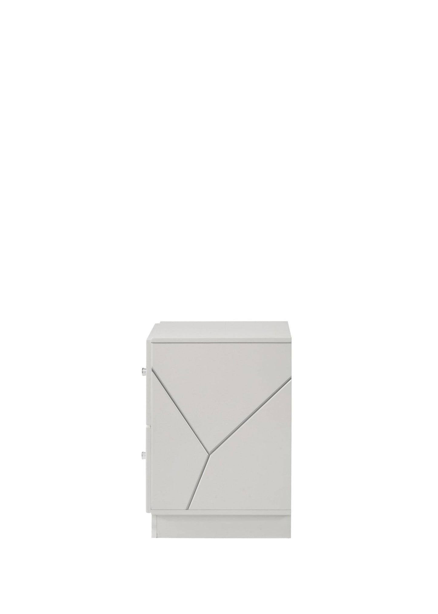 Esther White & Silver High Gloss Nightstand, Assembled - 1st Choice Furniture Direct