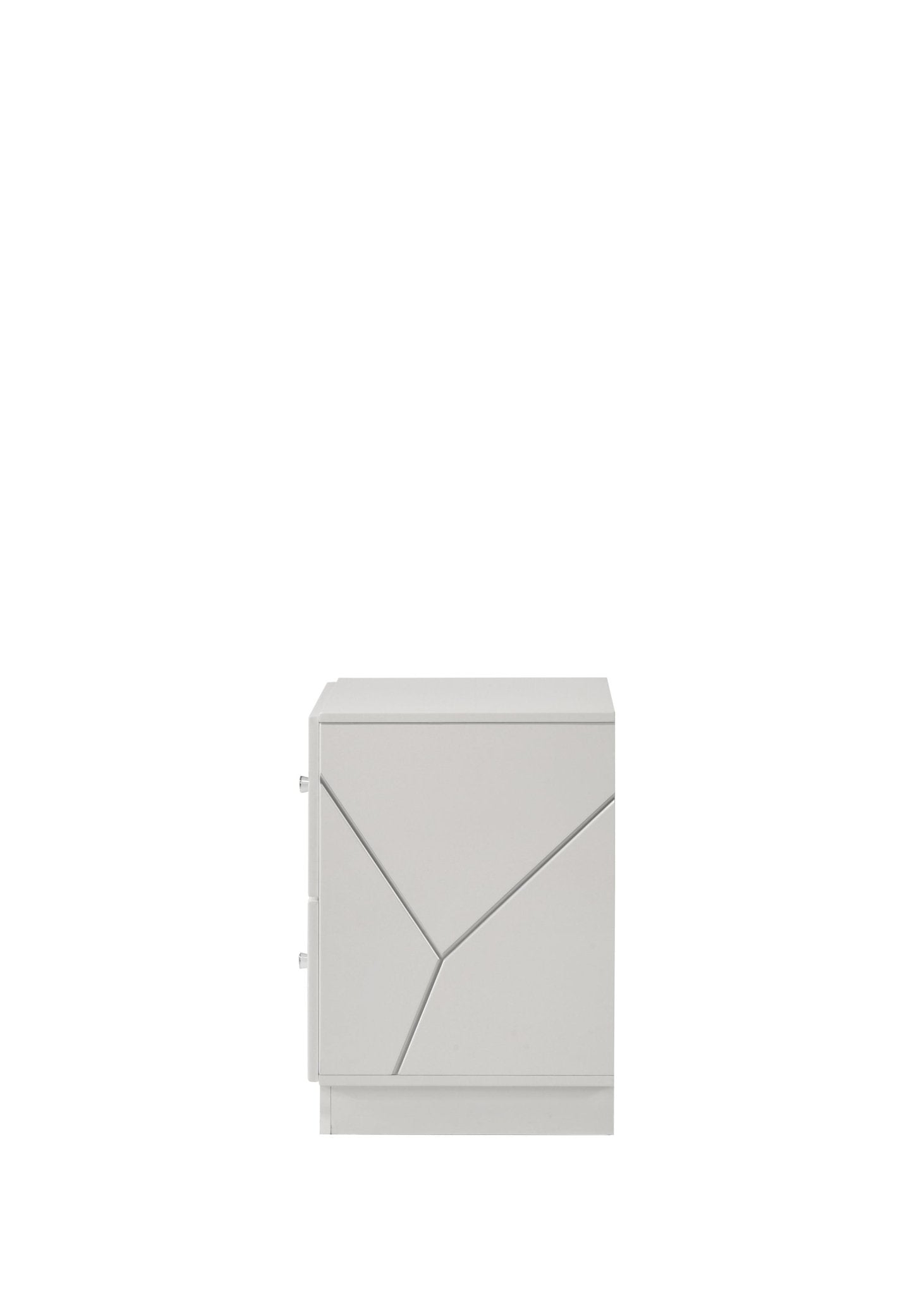 Esther White & Silver High Gloss Nightstand, Assembled - 1st Choice Furniture Direct