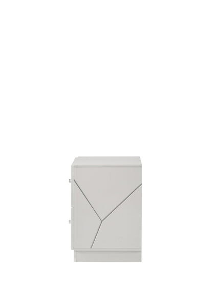Esther White & Silver High Gloss Nightstand, Assembled - 1st Choice Furniture Direct