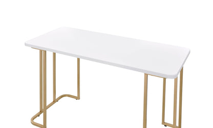 Estie White & Gold Finish Writing Desk - 1st Choice Furniture Direct