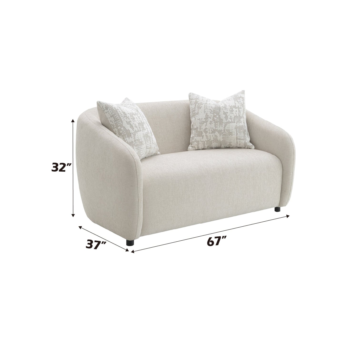 Etienne Beige Linen Loveseat w/3 Pillows - 1st Choice Furniture Direct