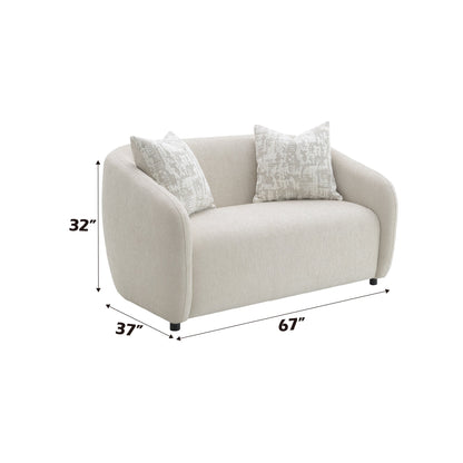 Etienne Beige Linen Loveseat w/3 Pillows - 1st Choice Furniture Direct