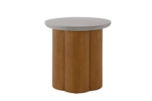 Evenlyn Faux Concrete Top & Walnut Finish End Table - 1st Choice Furniture Direct