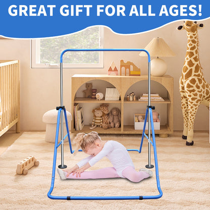 Expandable Gymnastics Bar for Kids - Height Adjustable Junior Training Bar for Home, Folding Gymnastic Horizontal Bars Equipment Blue - 1st Choice Furniture Direct