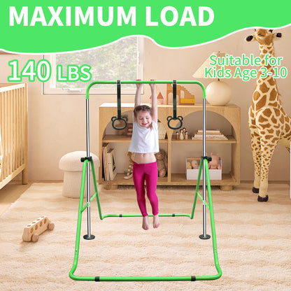 Expandable Gymnastics Bar for Kids - Height Adjustable Junior Training Bar for Home, Folding Gymnastic Horizontal Bars Equipment Green - 1st Choice Furniture Direct