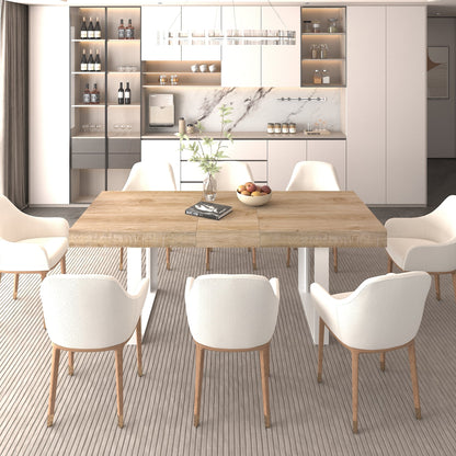 Extendable Dining Room Table for 6 8 10, Modern Farmhouse Wooden Kitchen Expanding Table, Long Large Expandable Dining Room Conference Table - 1st Choice Furniture Direct