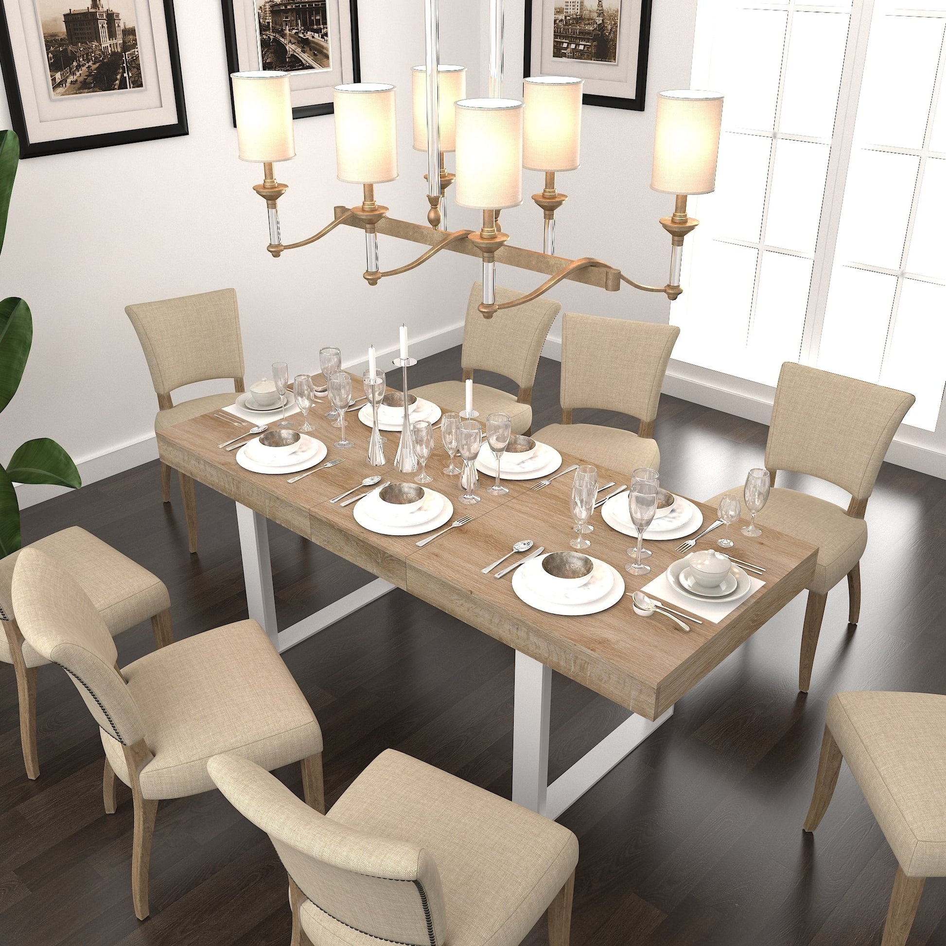 Extendable Dining Room Table for 6 8 10, Modern Farmhouse Wooden Kitchen Expanding Table, Long Large Expandable Dining Room Conference Table - 1st Choice Furniture Direct