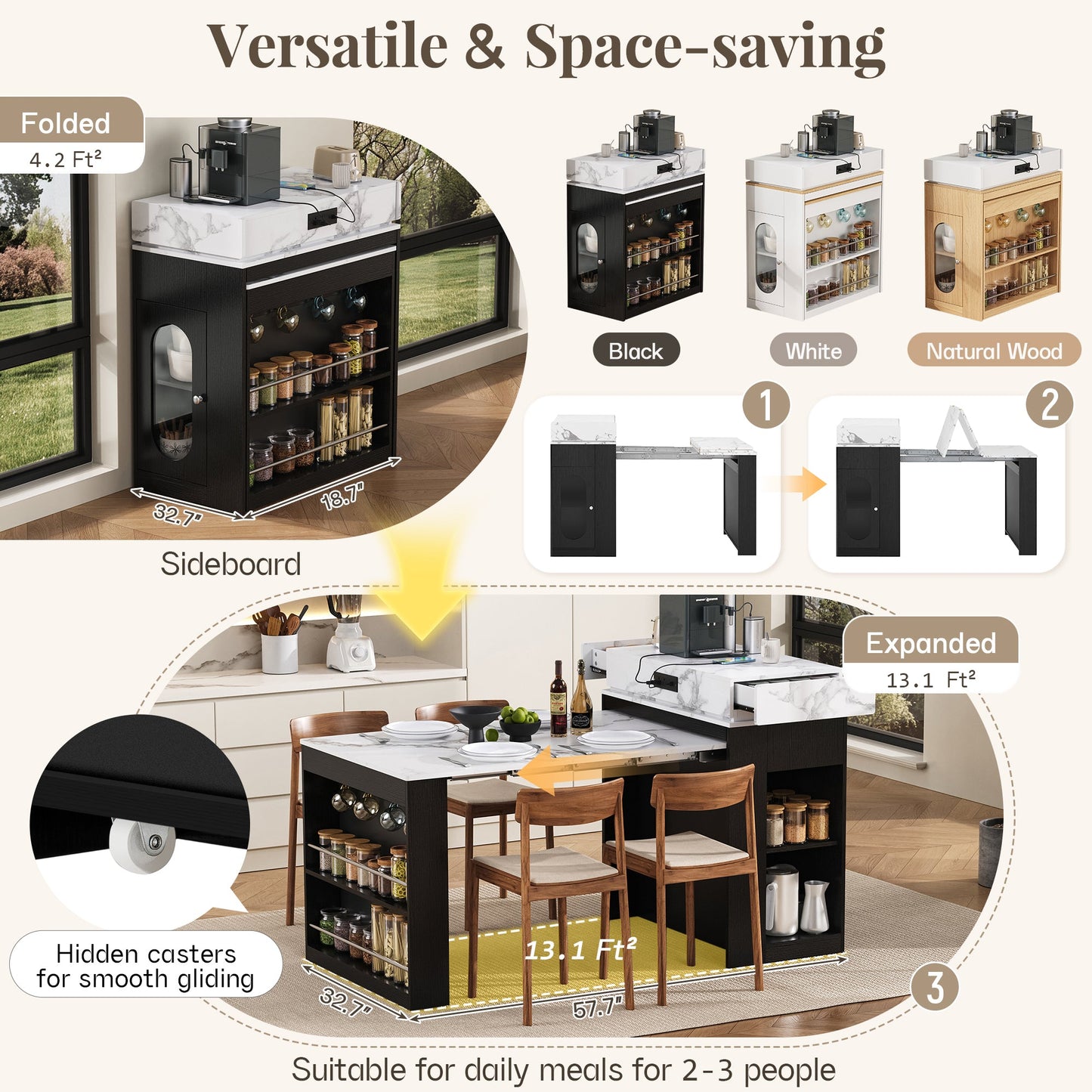 Extendable Dining Table with Storage and Power Outlet - 1st Choice Furniture Direct