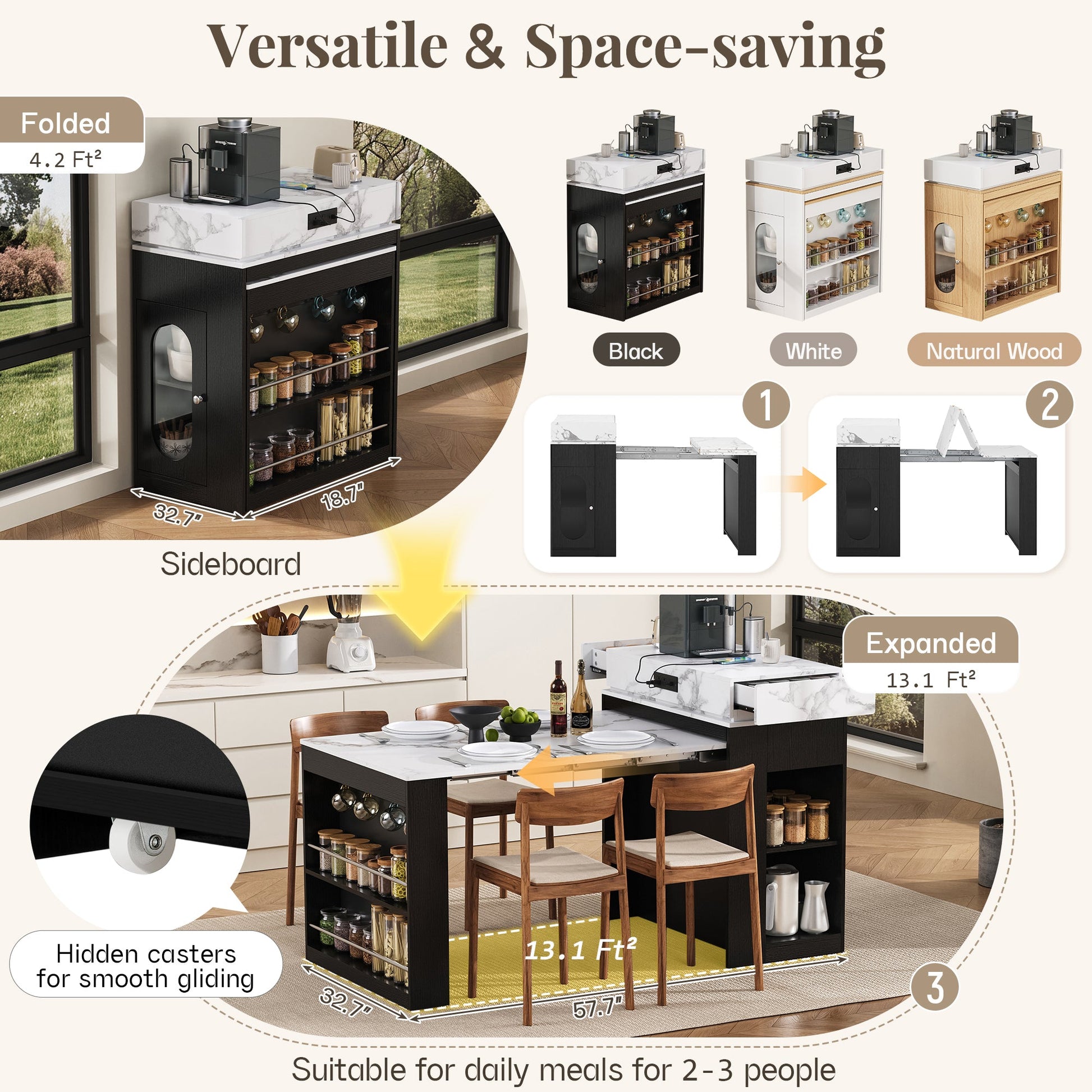 Extendable Dining Table with Storage and Power Outlet - 1st Choice Furniture Direct