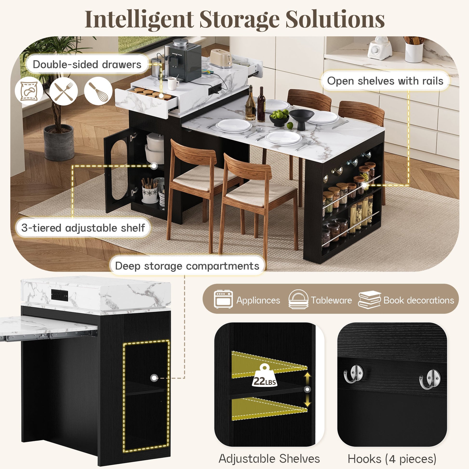 Extendable Dining Table with Storage and Power Outlet - 1st Choice Furniture Direct
