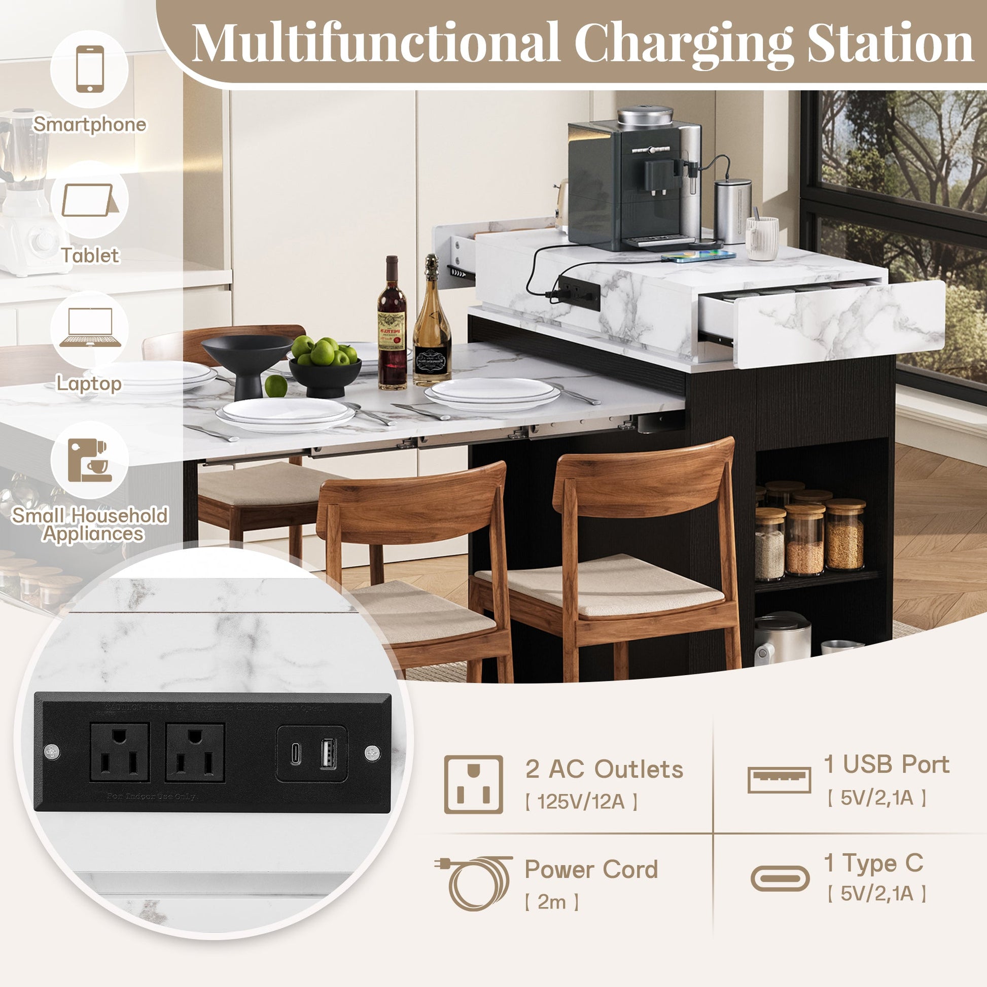 Extendable Dining Table with Storage and Power Outlet - 1st Choice Furniture Direct