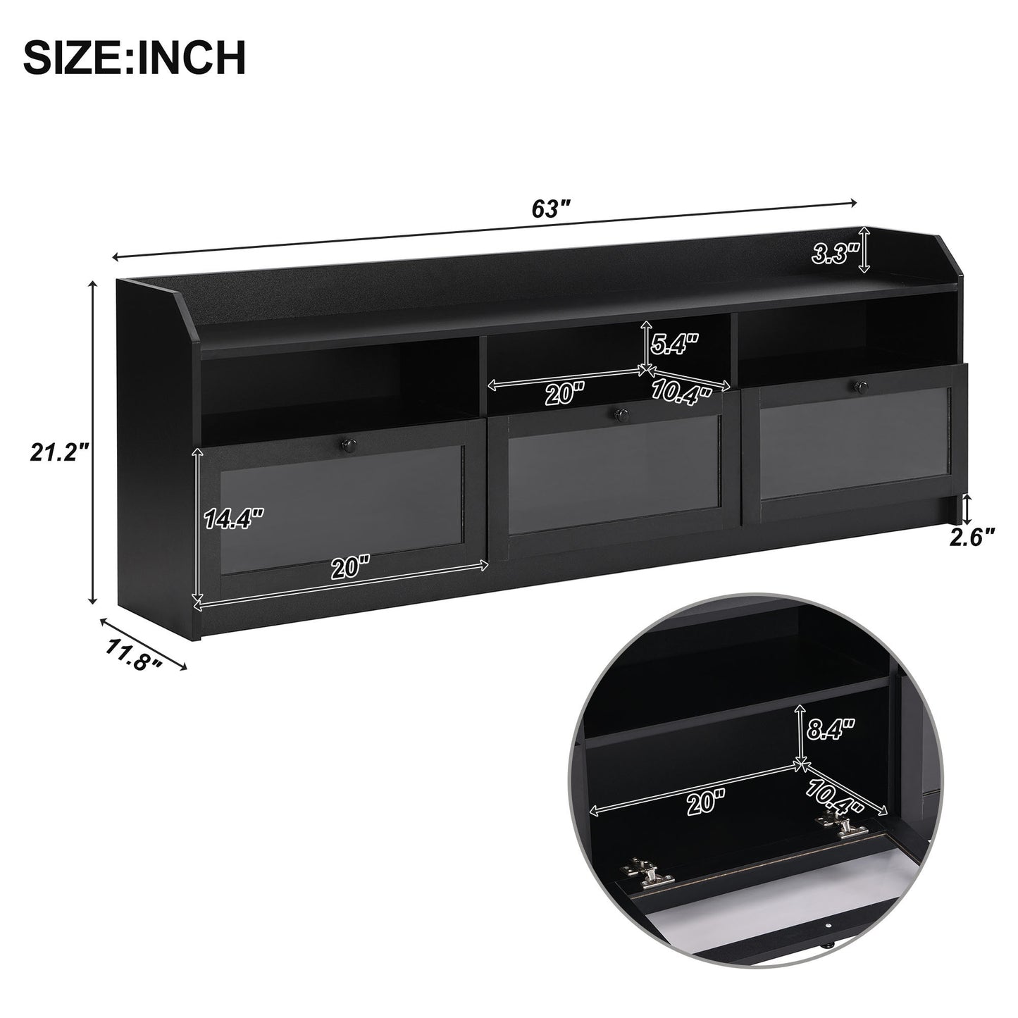 1st Choice Elegant Modern TV Console Table Wall Unit for TVs Up to 65"